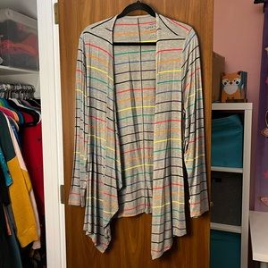 Torrid gray super soft jersey cardigan with rainbow stripe, size 2, NWT